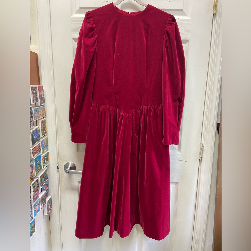 Vintage Handmade Red Velvet Dress Renaissance Faire Like New Halloween